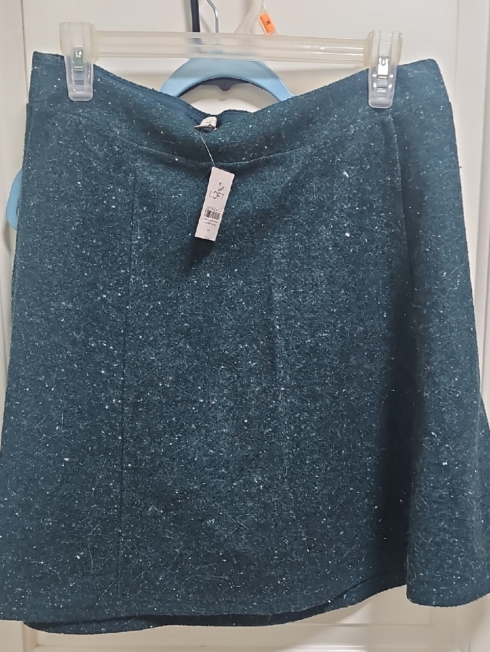 LOFT Dark Teal Tweed A-Line Skirt